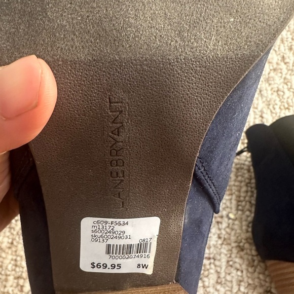 Lane bryant suede navy blue booties size 8W new with tag - Picture 3 of 6